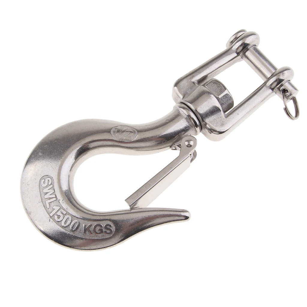 

304 Stainless Steel 1/2" Swivel Eye Clevis Hook with Safety Latch
