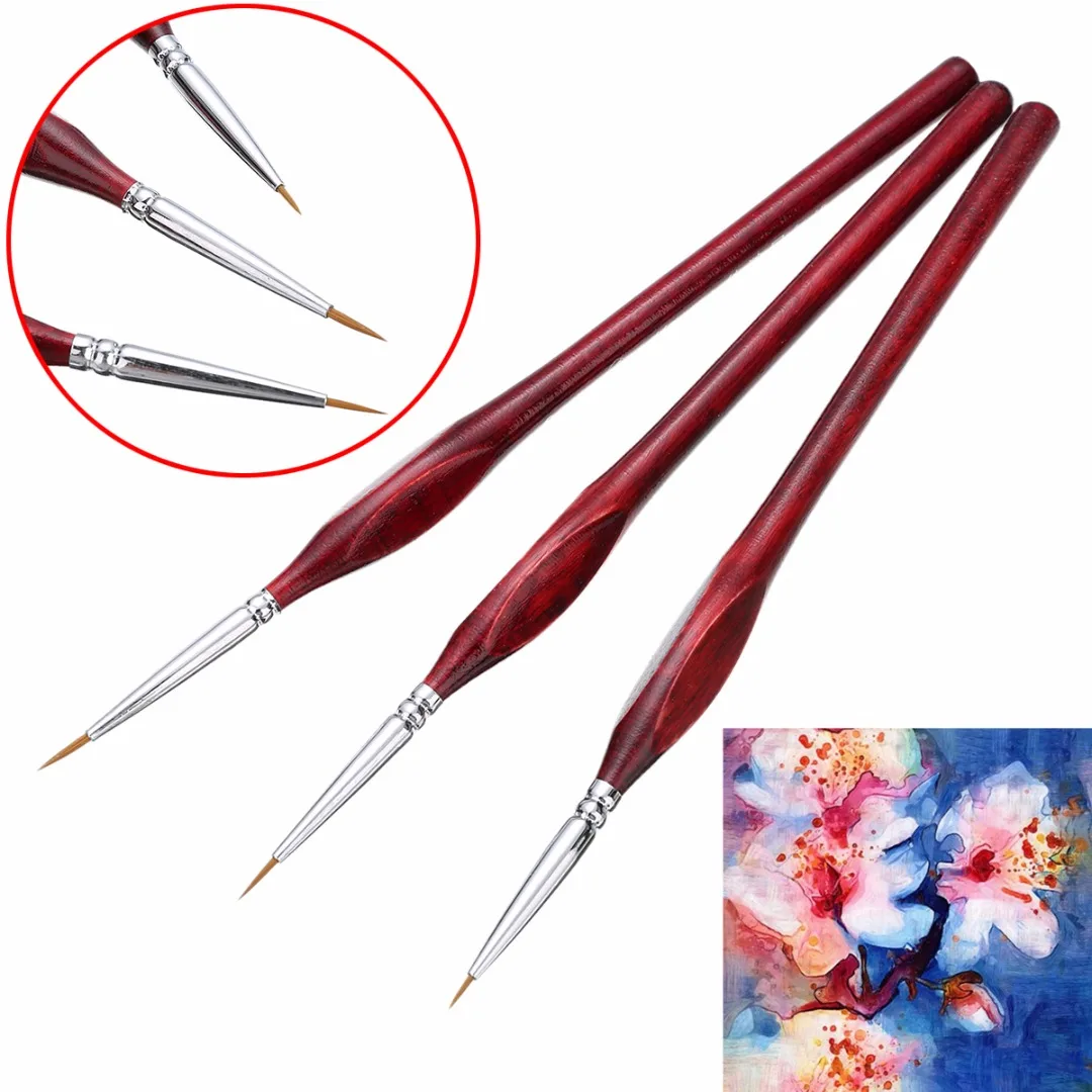 3pcs/set Detail Paint Brushes Professional Sable Hair Miniature Art Nail for Traditional Chinese Painting | Дом и сад