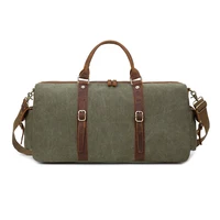 large capacity washed canvas genuine leather waterproof travel bags for men