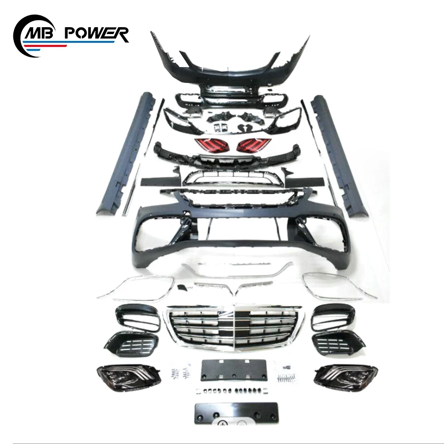 

2019 2018 S class w222 S63 S65 body kit for w222 S320 S400 S450 S500 to S63 S65 with headlamp and taillights