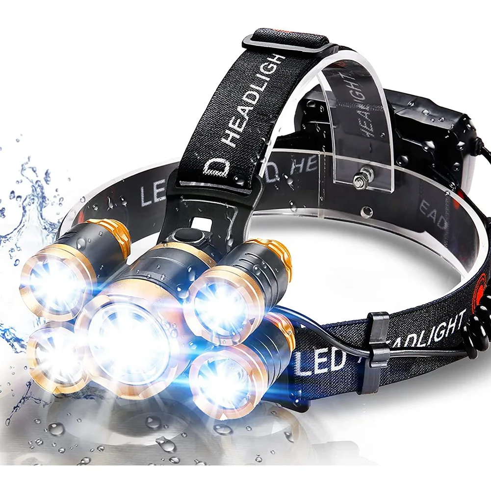 

Flashlight, Ultra Bright 5LED Headlight, USB Rechargeable Waterproof Headlight Flashlight,Perfect For Camping,Running