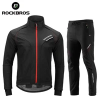 rockbros winter cycling clothing set men women bicycle cycling jersey top and pants windproof fleece thermal skiing sportswear