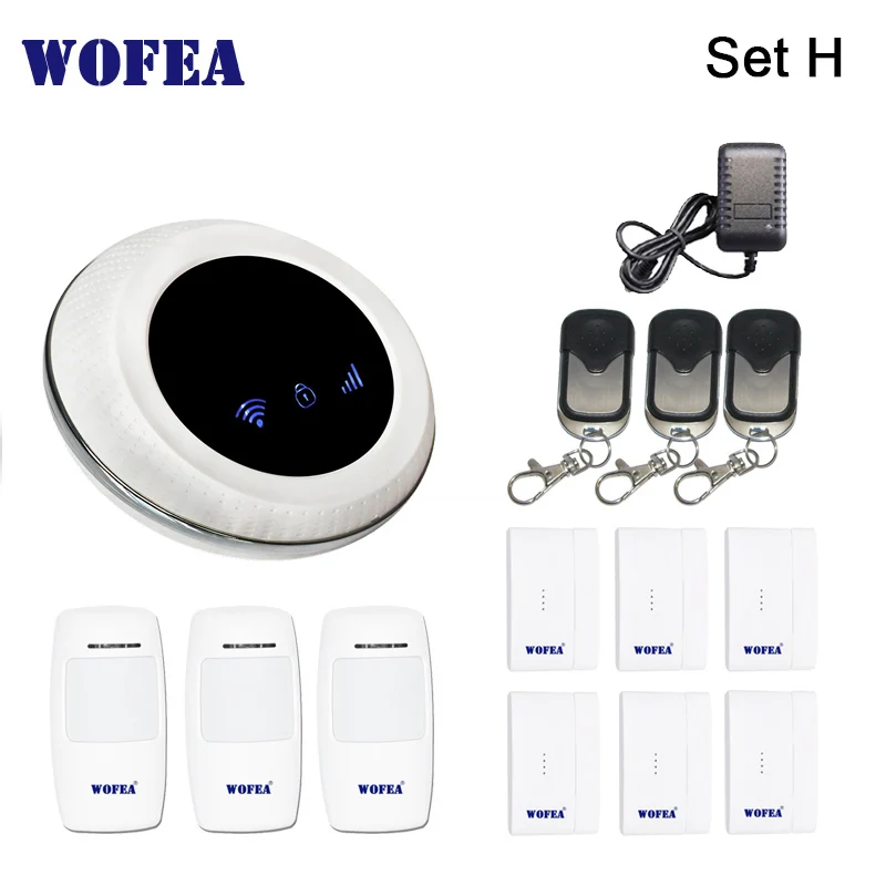 SET H Wofea беспроводной SIM GSM домашняя охранная wifi GSM сигнализация система Датчик комплект tuya приложение Встроенная сирена - Цвет: SET H