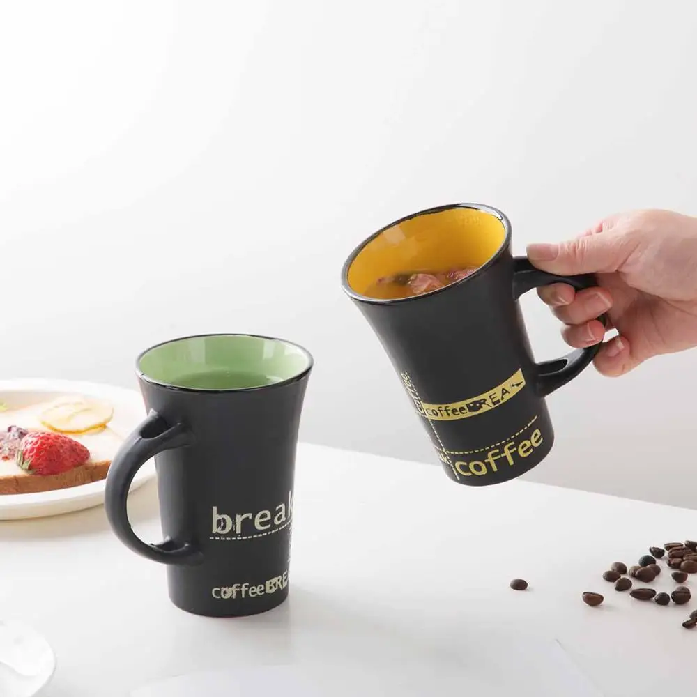 1 шт. простая керамическая кофейная чашка с ложкой креативная индивидуальная