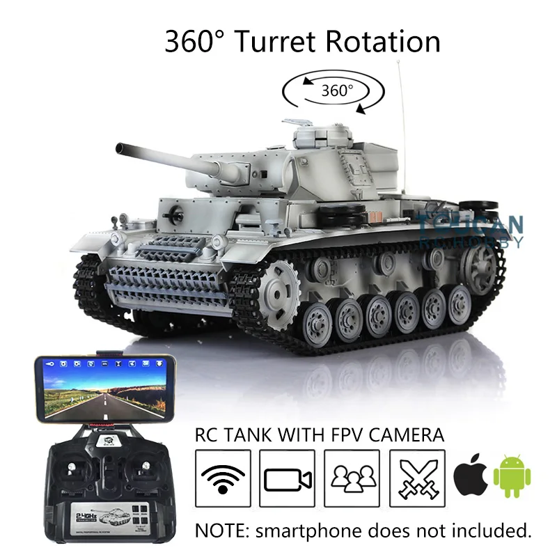 

HENG LONG Customized Panzer III L RTR 1/16 Snow 7.0 FPV RC Tank 3848 Metal Wheels TH17354-SMT4