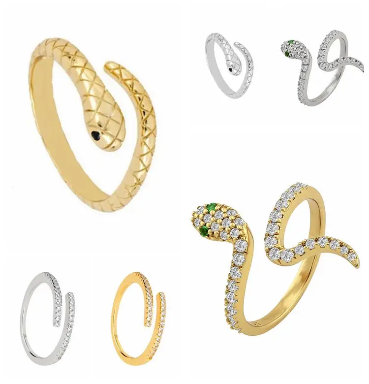 Женское кольцо в виде змеи позолоченное с изменяемым размером 24 к | Украшения и