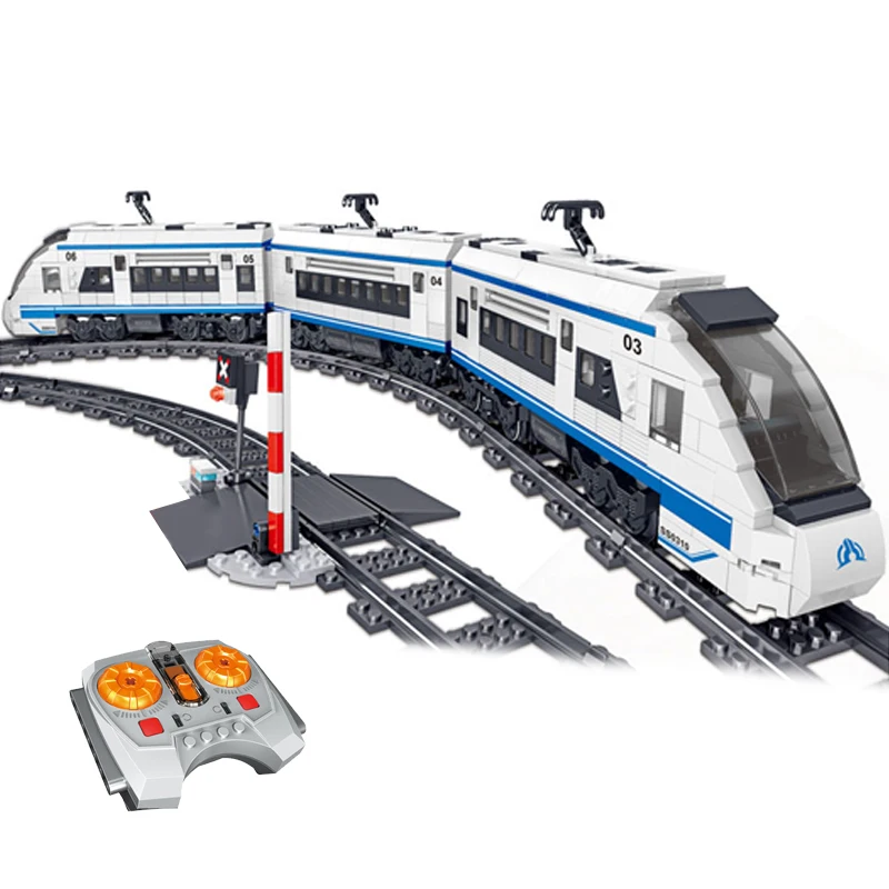 Bloques de construcci&oacute;n de tren el&eacute;ctrico de alta velocidad para ni&ntilde;os, juguete t&eacute;cnico de tren de alta velocidad, con control remoto/no RC, para regalo de cumplea&ntilde;os-5