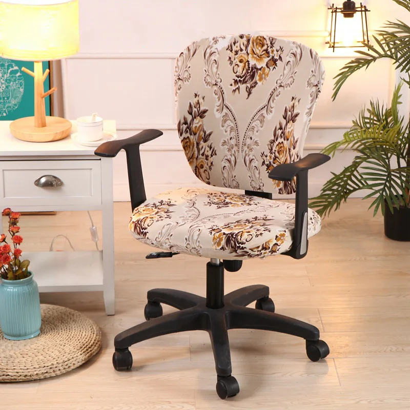 

Printed Computer Chair Cover Set Elastic Split Chair Cover Home Office DC156