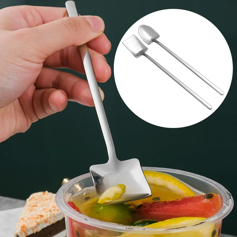 

1pc stainless steel Teaspoon dessert spoon retro shovel coffee spoon watermelon spoon ice cream spoon flat shovel Tableware
