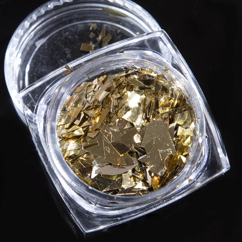 6 шт./компл. голографические Блестки для ногтей порошок хлопья золотые серебряные
