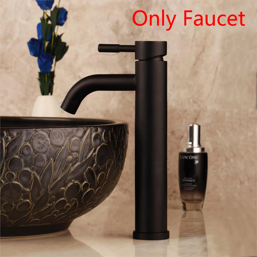 Only faucet B Monite Black Handpaint художественный керамический сосуд для ванной раковины набор с черным покрытием чайник носик кран для ванной комнаты дизайн смеситель для раковины кран - Цвет: Only faucet B