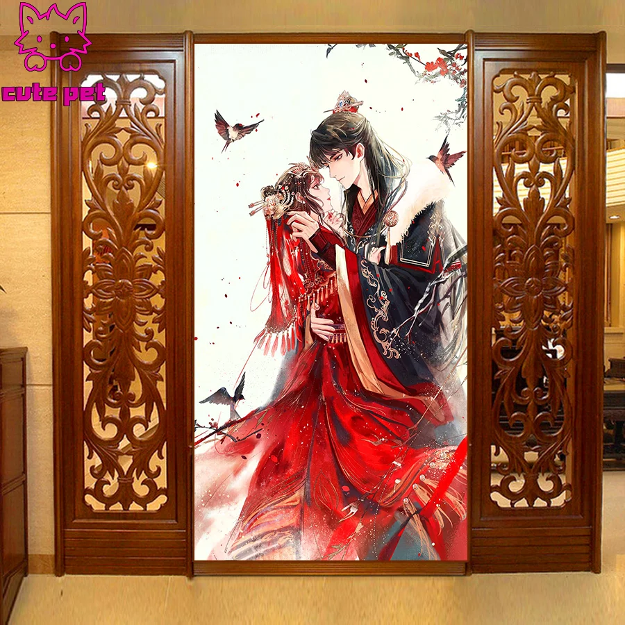 

Anime couple Full Diamond Painting Oriental classical bride and groom Art Embroidery Cross stitch New Arrival Mosaic Decor Gift