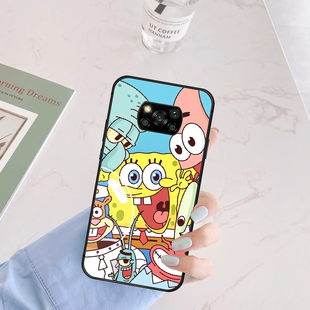 

Cartoon SpongeBobs Shine Phone Case Cover Hull For Xiaomi Mi A2 A3 8 9 SE 9T 10 10T Lite Pro Ultra Poco X3 black Coque Pretty