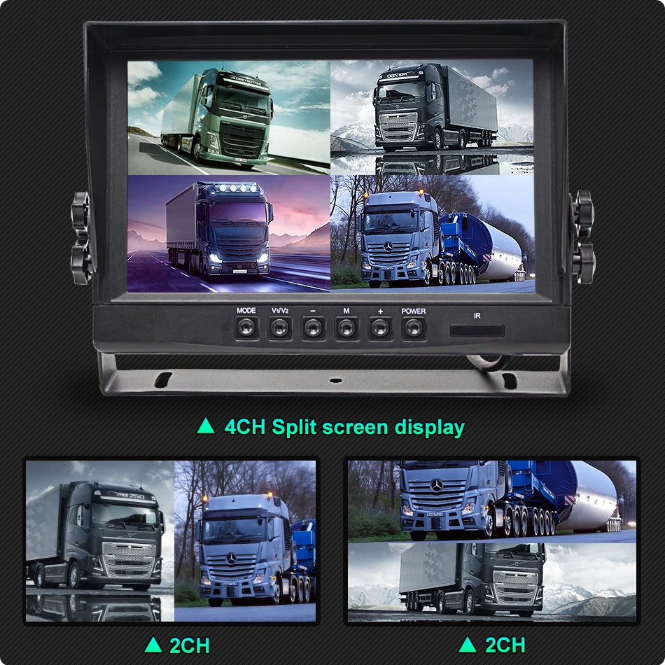 $84.27 GreenYi 9 inch 4CH AHD Recorder DVR Car Monitor Vehicle Truck Night Vision Rear View Camera Support SD Card Recording