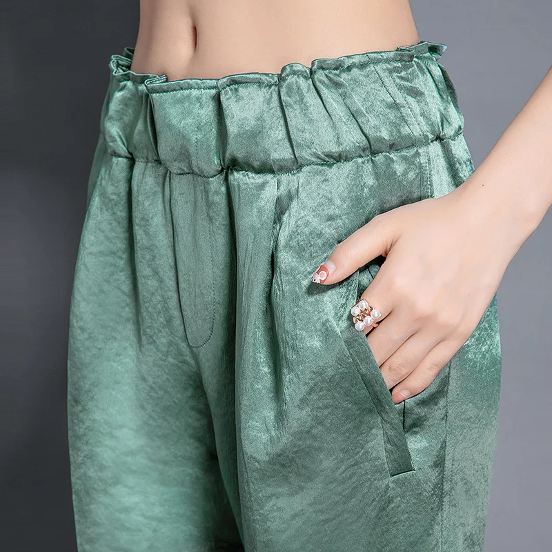Acetate satin trousers women summer thin and versatile casual ankle-length pencil pants summer women 20118
