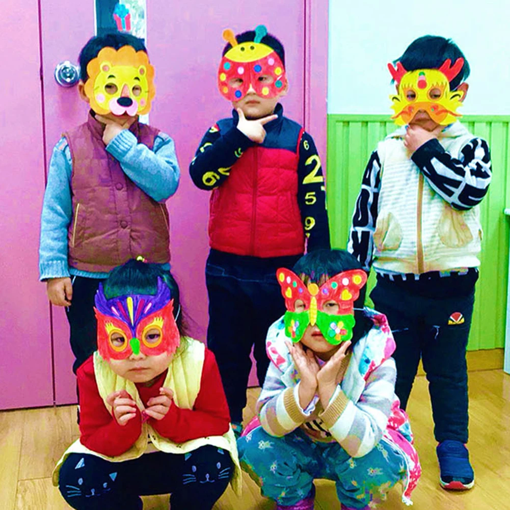 Мультяшные животные бумажная маска для рисования граффити творческие изделия