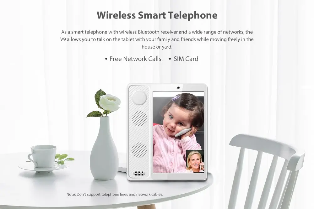 Poptel V9 Google play видеофон 8 дюймов 2g/16g bluetooth трубка для дома и офиса IOT устройство планшет телефон Примечание поддержка стола
