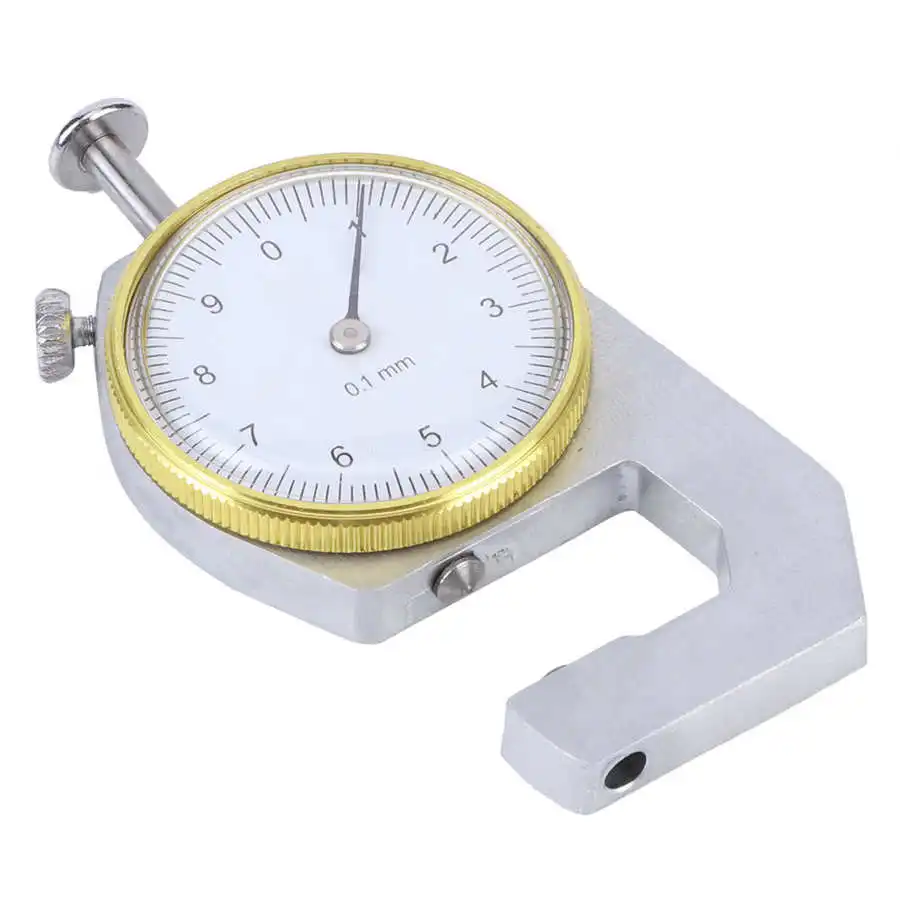 Портативный 0-10 мм Толщиномер Круглый циферблат точность серебристый
