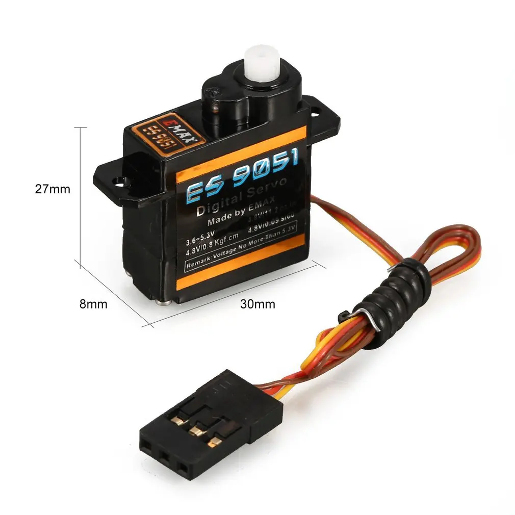 

EMAX Digital Plastic Gear Servo ES9051 4.8V 0.8kg 0.09 Sec/60 Degree for RC FPV Fixed Wing Airplane Copter Accessories