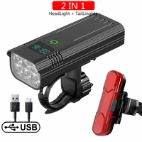 bicycle light usb rechargeable bike accessories front light flashlight with bike computer lcd cycling head light waterproof