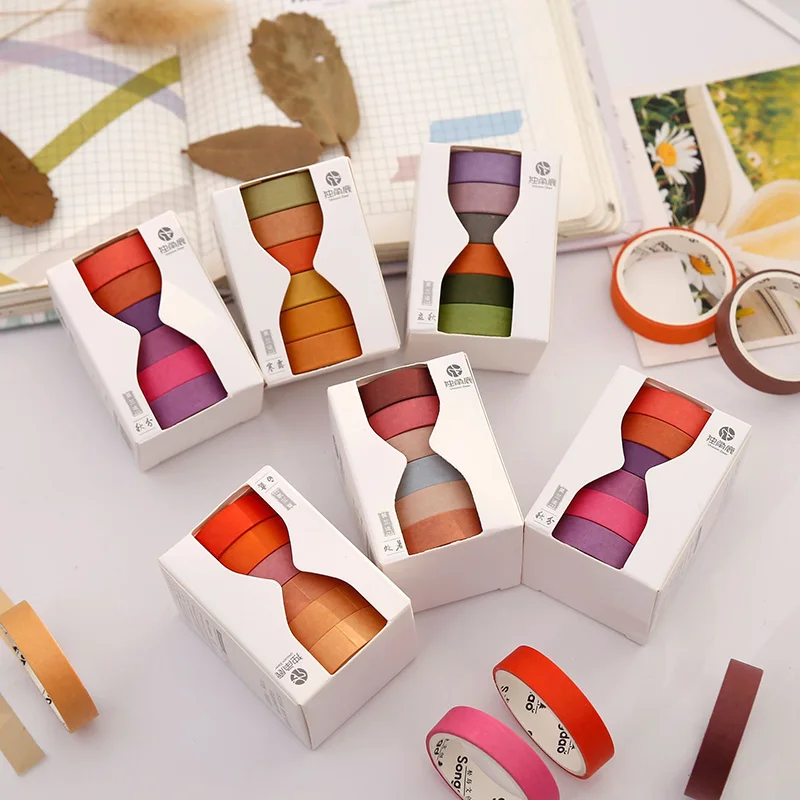 6 шт./партия клейкая лента для маскировки этикеток Милая одноцветная васи Kawaii