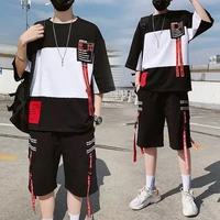2021 summer new casual suit mens fashion loose fitness sports basketball uniform two piece short sleeved t shirt