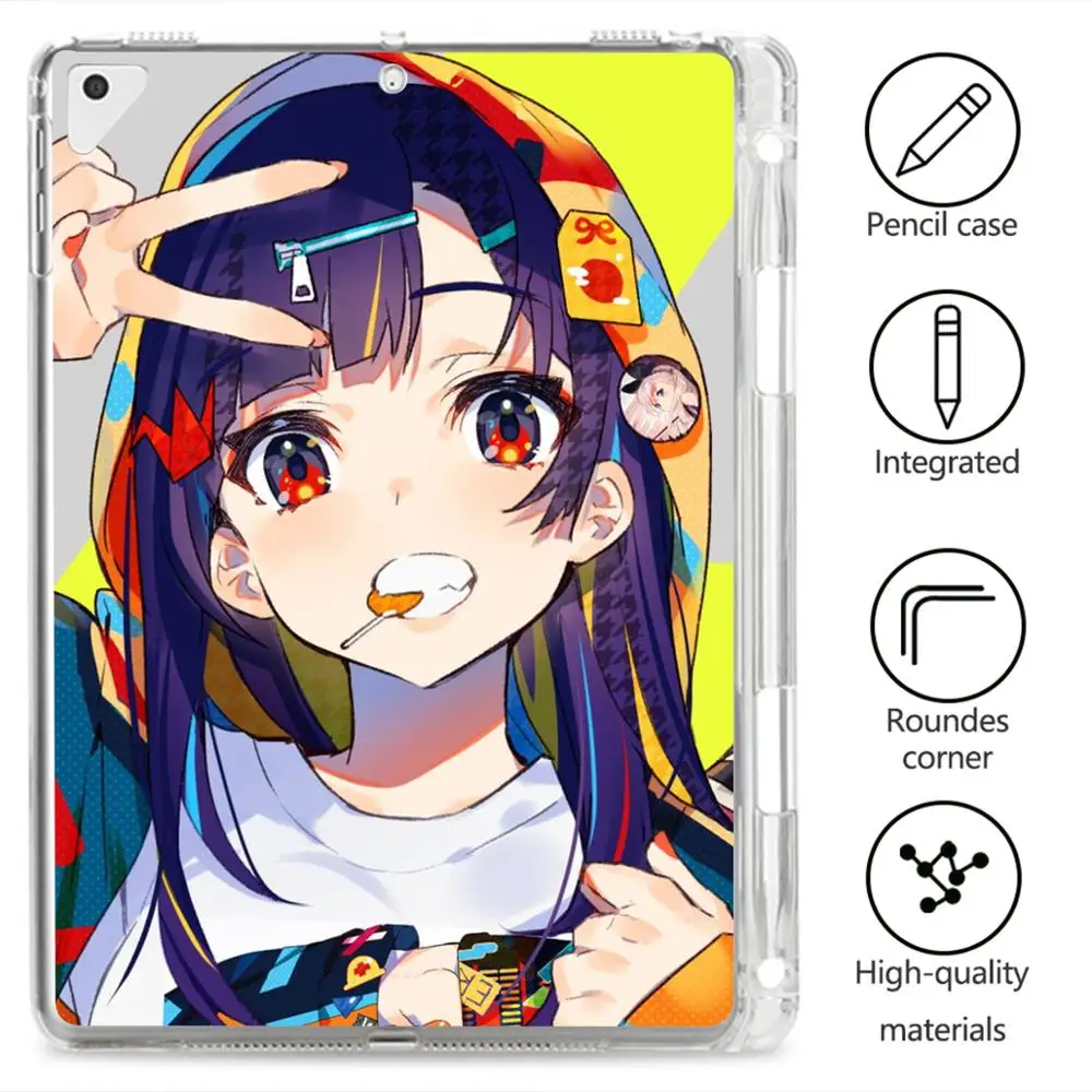 

Cartoon Girl for iPad Pro 12.9 2020 Case Tablet With Pen Slot Clear Soft Cover Funda iPad 7th Generation Case Air 2 Cases Mini 5