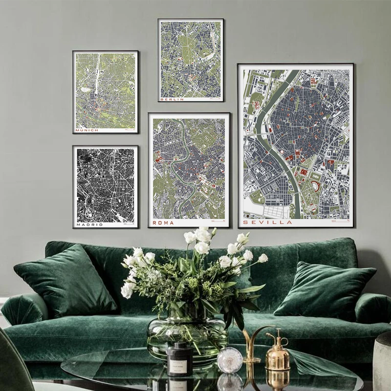 

London Paris Tokyo Munich City Map Wall Art Canvas Painting Nordic Posters and Prints Modern Pictures for Living Room Home Decor