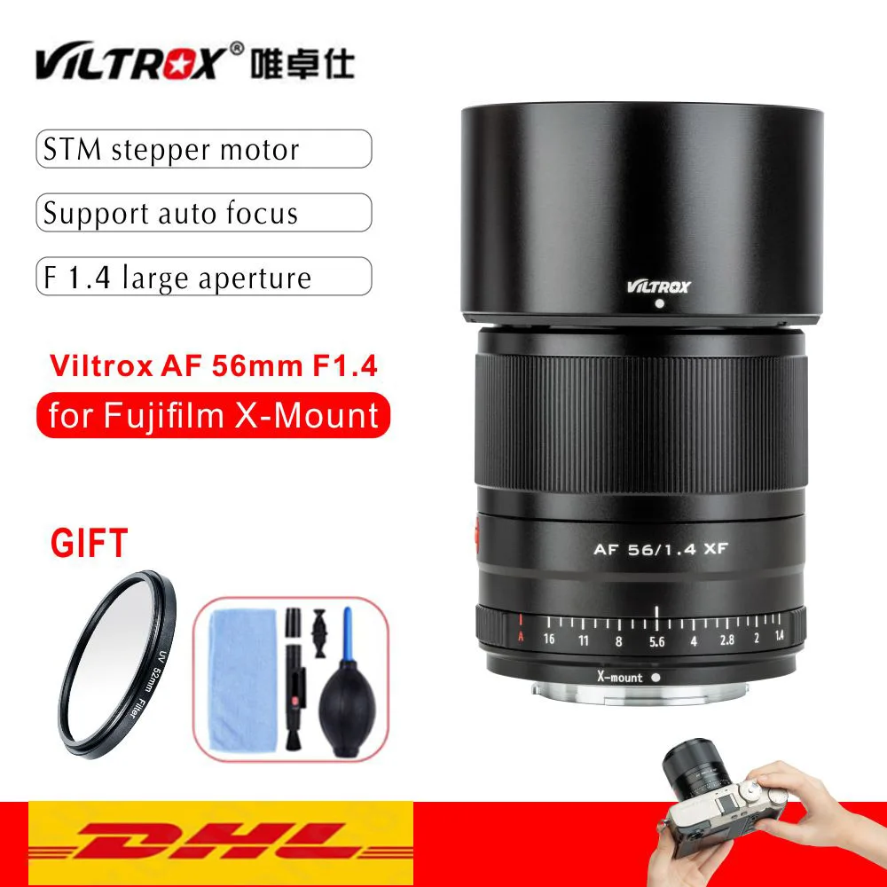 Viltrox 56mm f1.4 STM Autofocus lens for Fuji X-mount Mirrorless cameras X-Pro3 X-T2 X-T3 X-T4 X-T20 XT-30 |
