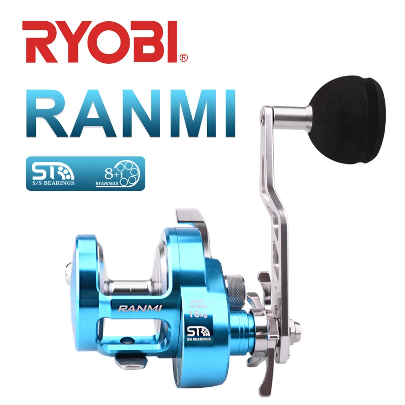 RYOBI RANMI JIGGER BT50 Fishing Reel8+1BB Gear Ratio5.1:1 Max Drag 16kg Slow Jigging Reel Fishing Blue All Metal Wheel Saltwater