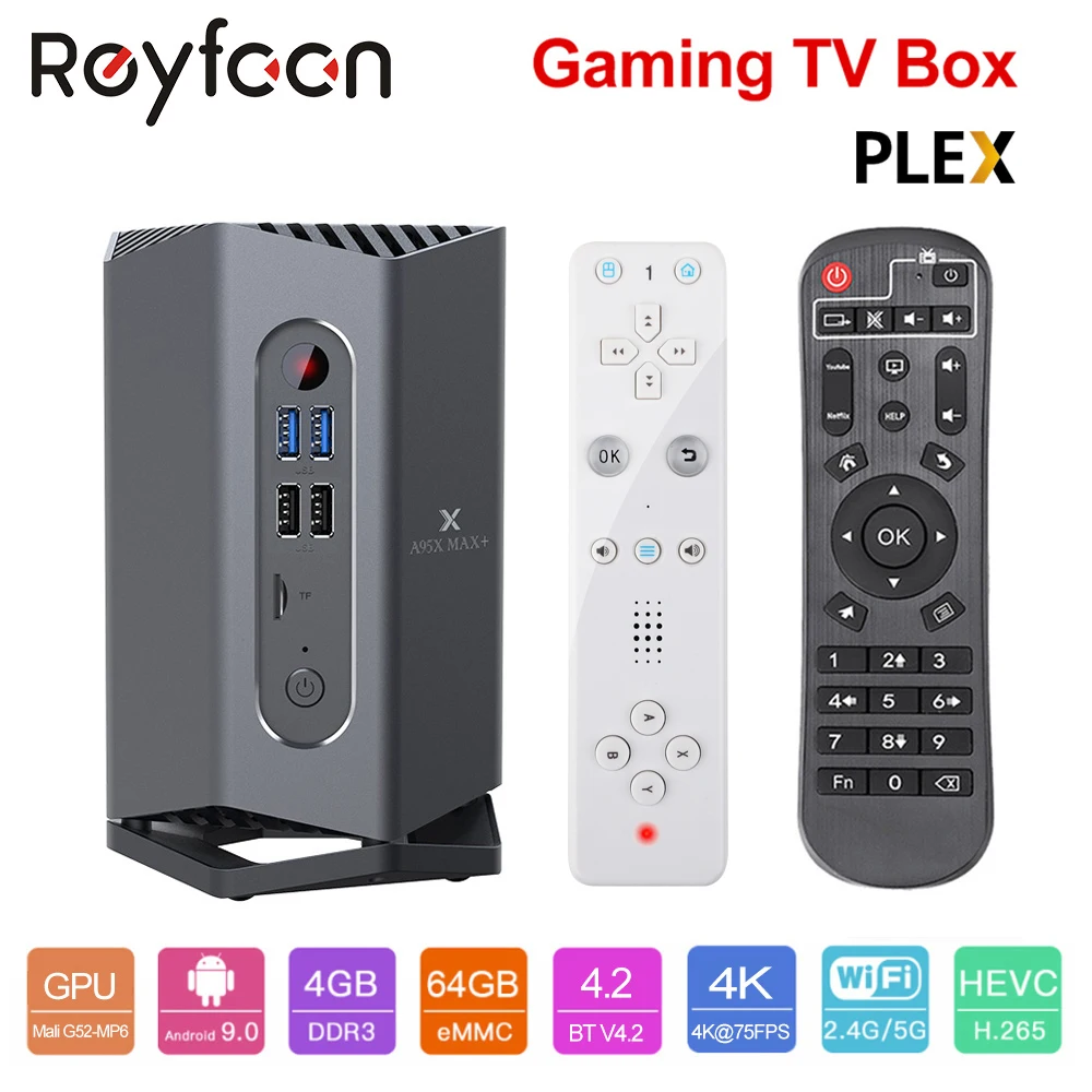Игровая консоль Android TV Box A95X MAX PLUS Amlogic S922X 4 Гб 64 Dual mimo Wifi 4K 75fps Google Play Store PLEX игровой