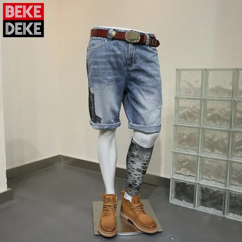 

Мужские джинсовые шорты с дырками, Классические винтажные повседневные уличные шорты с карманами в Корейском стиле, Новинка лета 2021