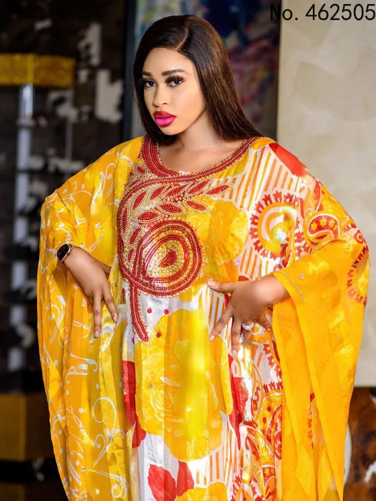 

Африканская одежда, халат, длинные африканские платья для женщин, одежда большого размера, Дашики, шифоновые бусины, абайя, мусульманское пл...