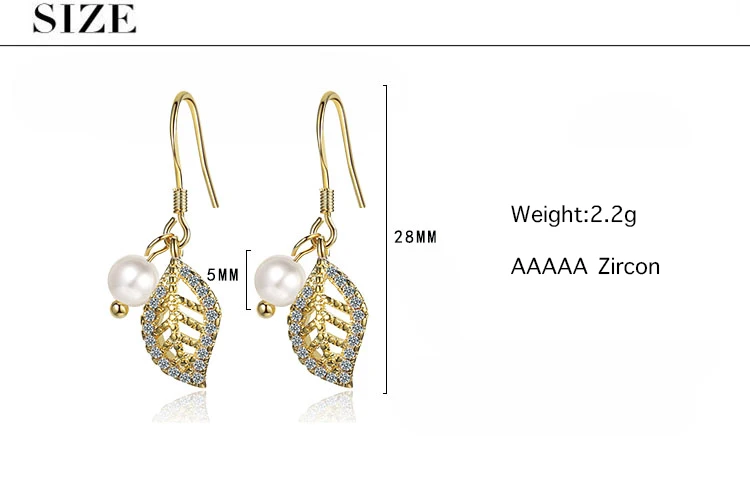 

Golden Leaf Cubic Zirconia Pearl 925 Sterling Silver Drop Dangle Earrings For Women Aesthetic Unusual Trendy Designer Jewelry