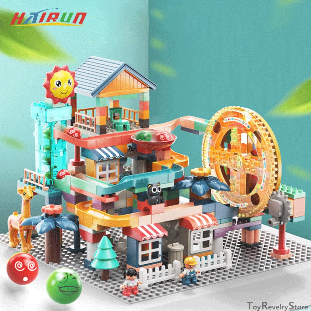 

Large Particle Building Blocks Electric Marble Run Children's Brinquedos Educativo Assembling Blocks Toy For Kids Birthday Gift
