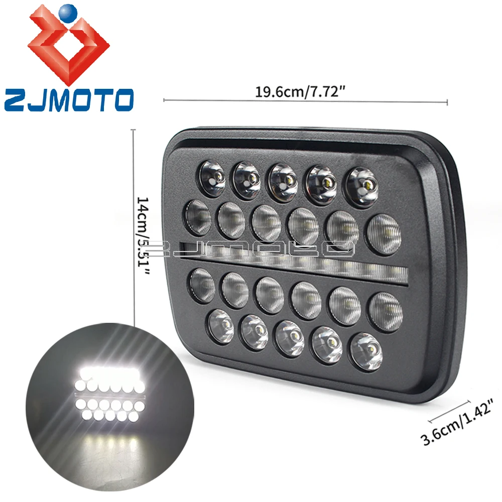 

1 Pc Headlight 5"X 7" Rectangular Black OPS 9-14V LED Low/High Light DRL 6000K Bright White Color For Harley Honda Suzuki