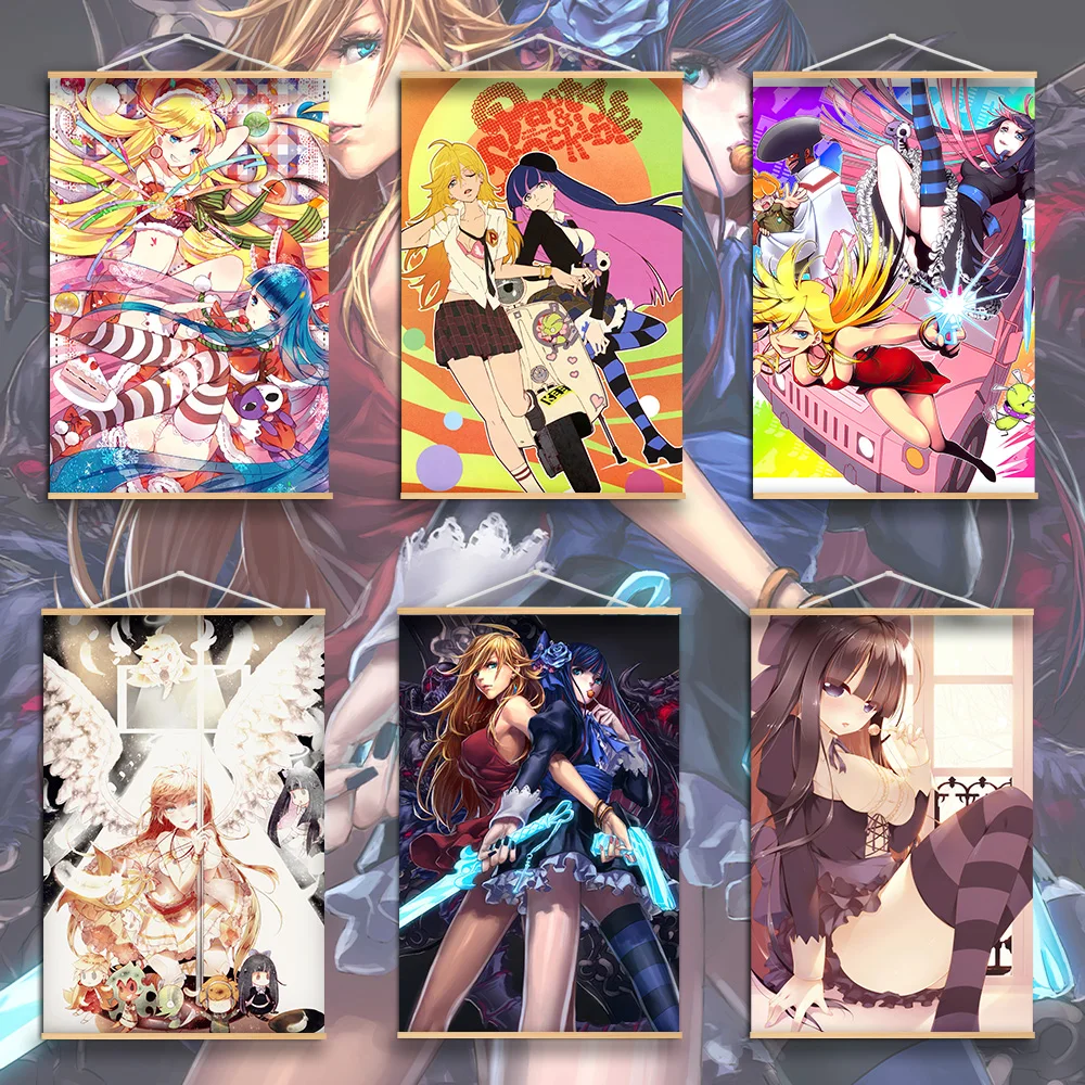 Трусики и чулки с подвязками Аниме Манга настенный плакат из массива дерева