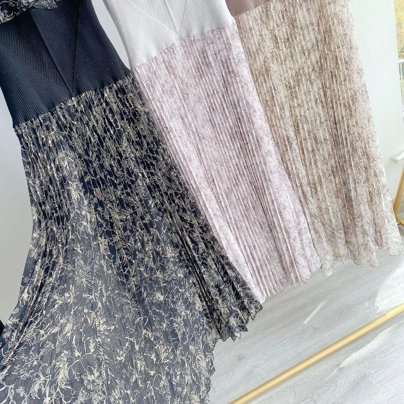 

Sweet Japan Style Floral Elegant Temperament Dress Women Simple Moda Femme Faldas Flying Sleeve A Line Slim Waist Vestidos