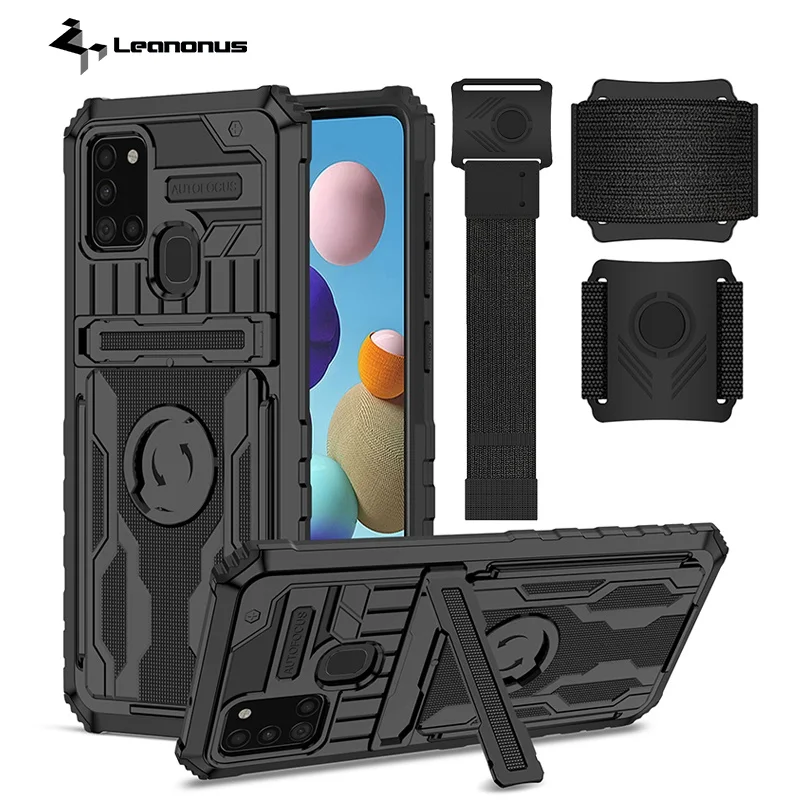 

Super Armor Back Cover For Samsung A21s A20s A10s A51 A31 4G Cases with Wristband Sport Case Shockproof Casing With Stand Holder