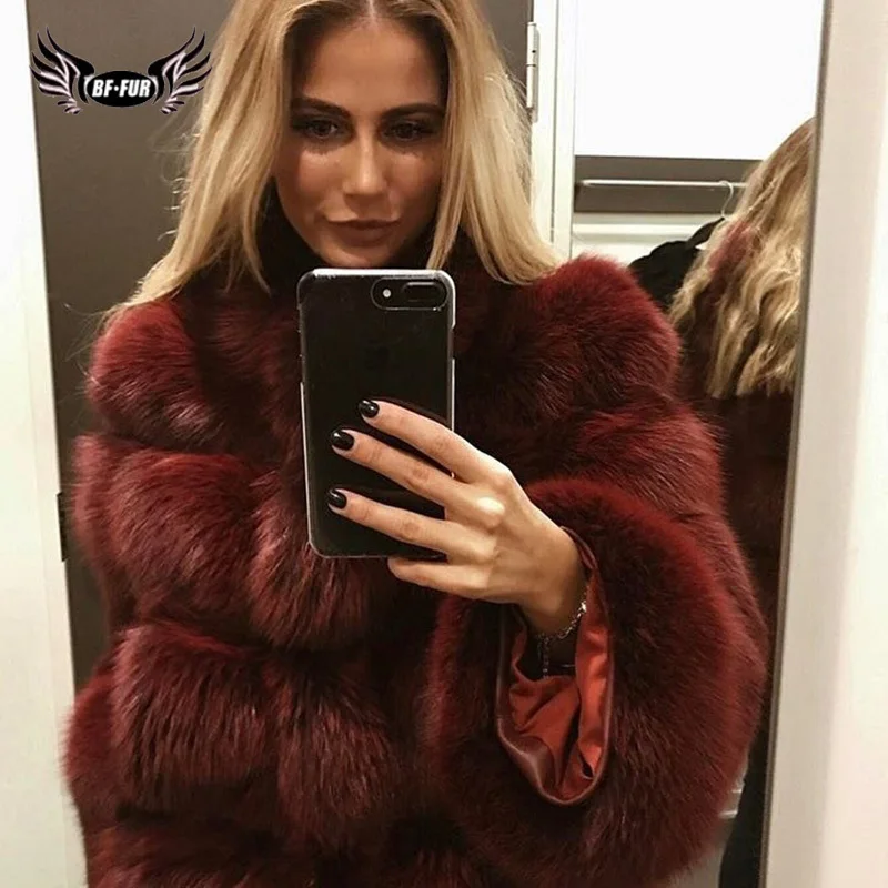 Новые меховые пальто из натурального Лисьего меха, зимняя женская одежда, зимние топы, толстые теплые, с широкой талией, повседневные, полный размер