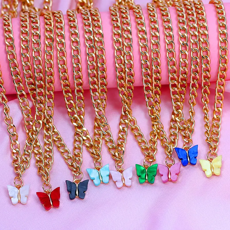 Женская акриловая цепочка Flatfoosie модное ожерелье-чокер из кубинской цепи