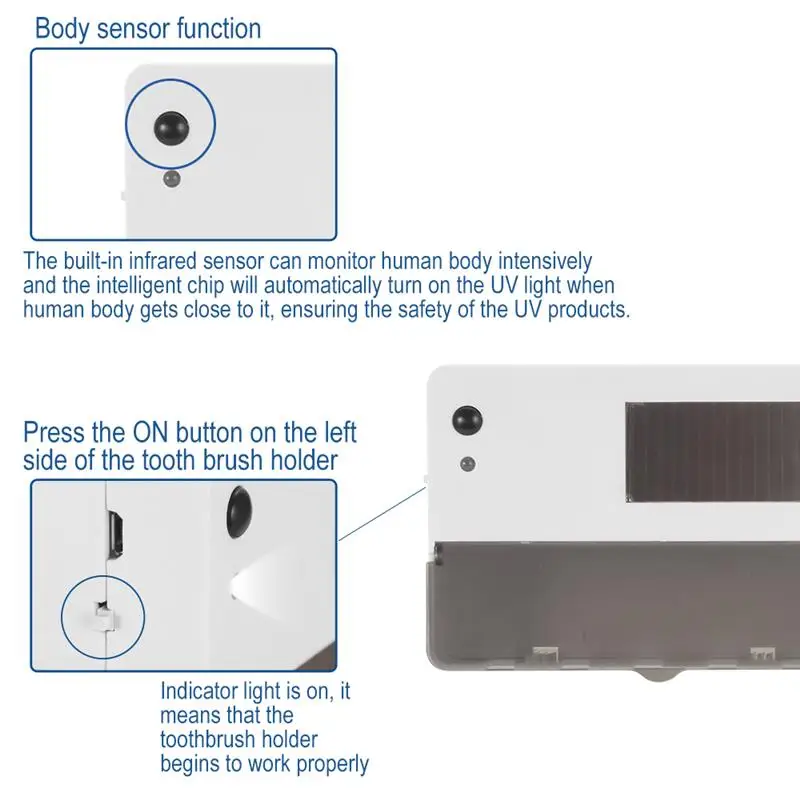 

Solar Energy UV Toothbrush Disinfectant Cleaning Agent Storage Bathroom No Need to Charge Toothpaste Dispenser Holder