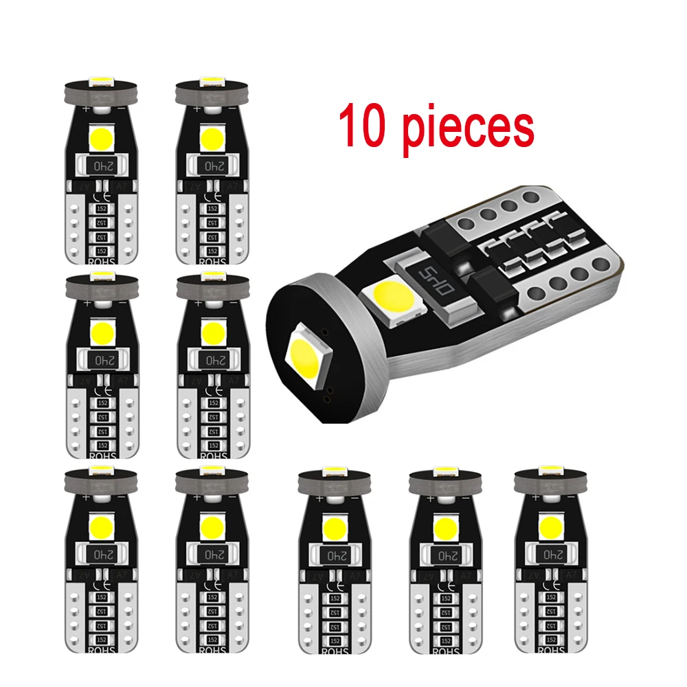 

10 шт., автомобильные светодиодсветодиодный лампы T10 W5W 3030 3SMD 194 168 12 В 6500 К