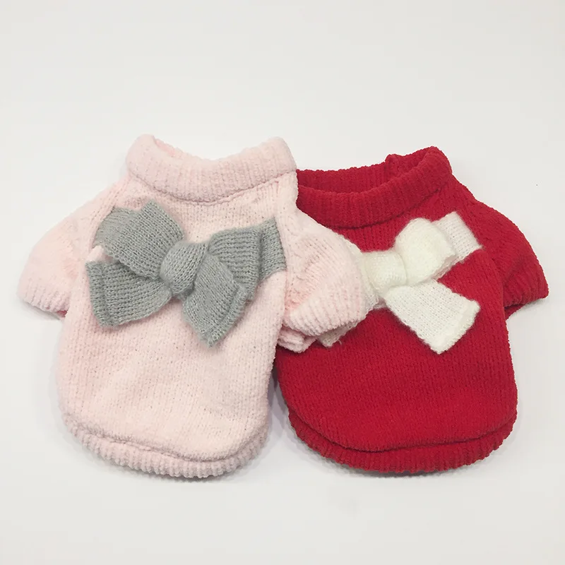 

Dog Clothing Spring and Autumn Pet Clothing Dog Autumn Winter New Cat Dog Clothing Winter Kitten Bow Sweater Thick Dog Clothing
