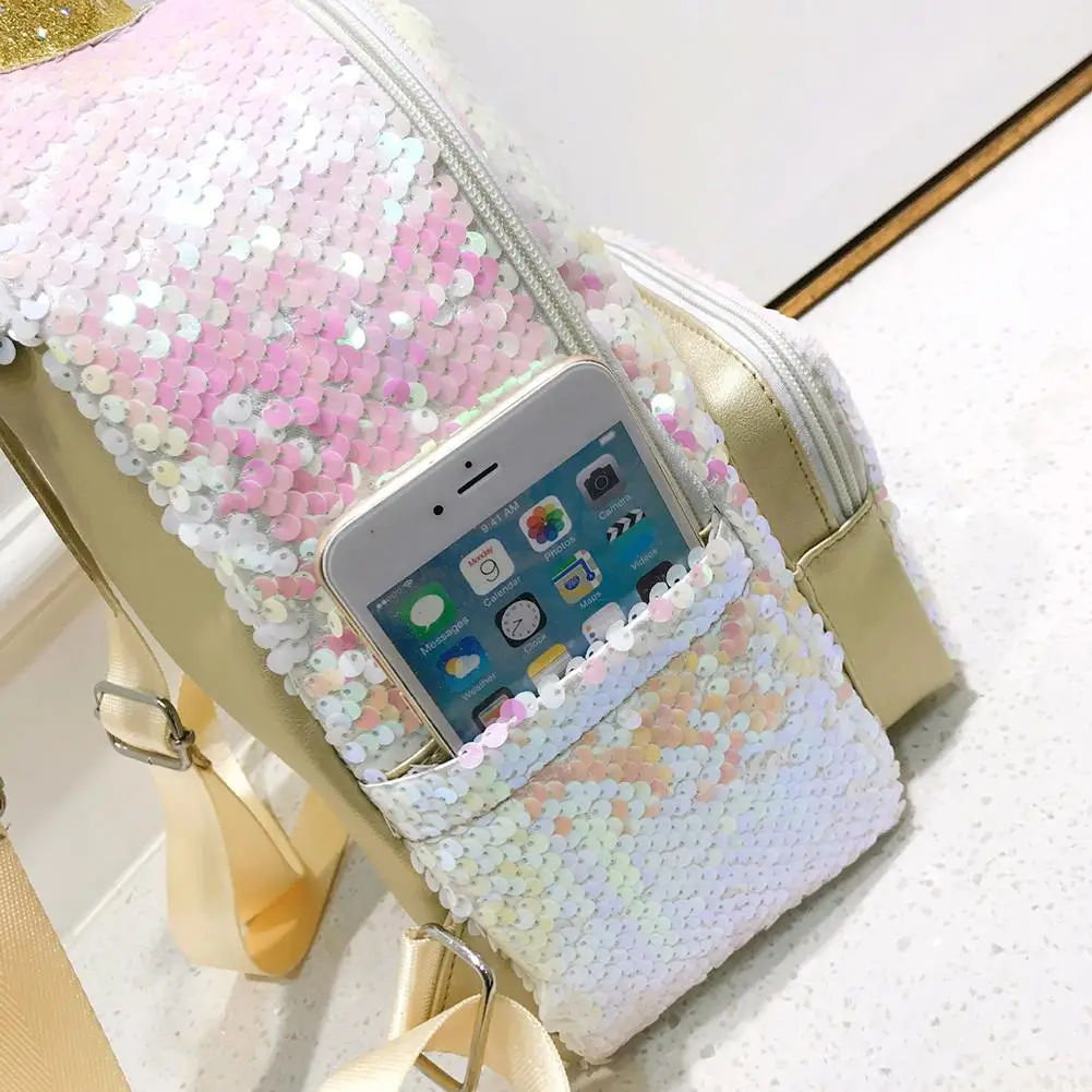 Студенческий рюкзак с блестками Сумка единорогом женские рюкзаки для девочек