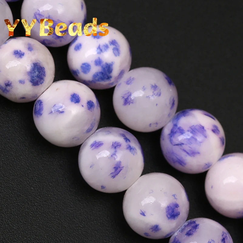 

Natural Purple White Persian Jades Beads Purple Spot Jades Loose Spacer Beads For Jewelry Making DIY Bracelets Earrings 6-12mm