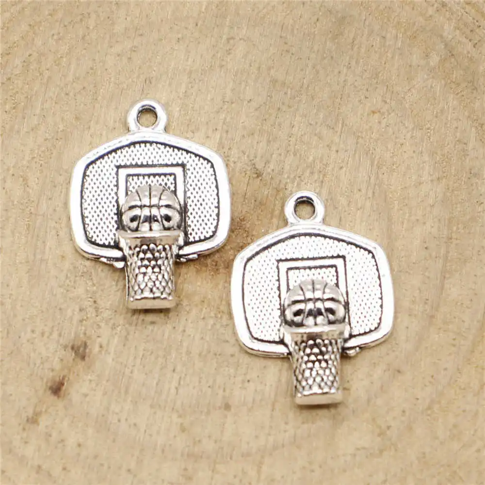 

Handmade Pendants For Jewelry Accessories 20pcs Basketball Charms 20x15mm Antique Silver Plated