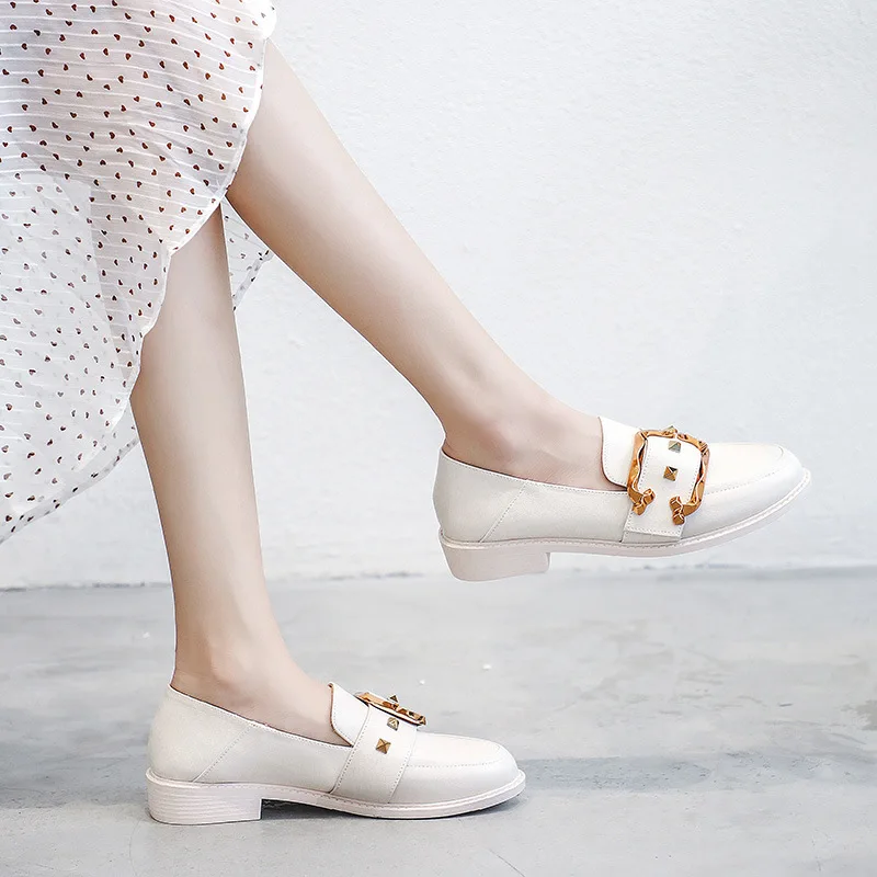 

Korean Style Chunky Heel All-match Student Shoes British Retro Leather Shoes Womens Shoes Flats Shoes Women Ballet Flats