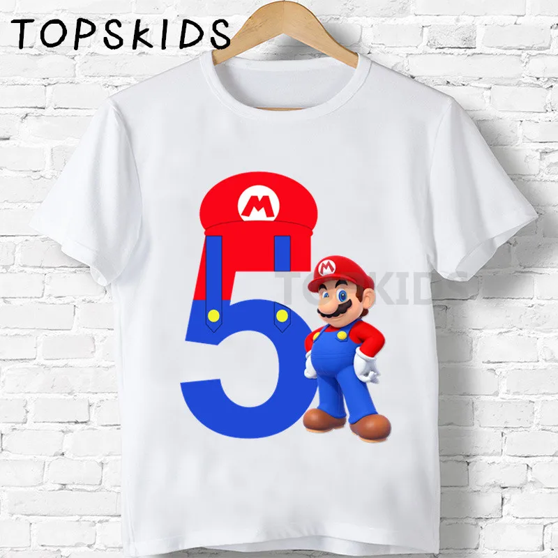 2020 с днем рождения детей Super Mario номер 1 до 9 лет футболки мультипликационным