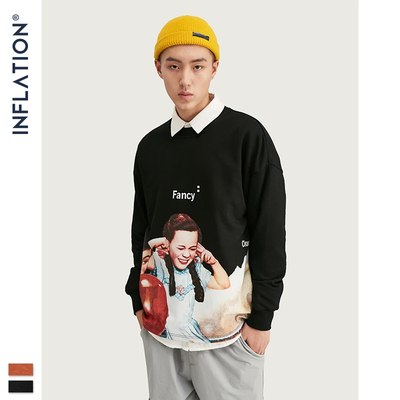 Свитшот мужской флисовый свободного кроя с принтом 9630 Вт | Мужская одежда